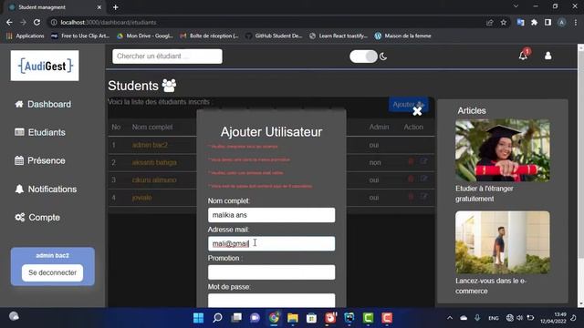 REACT PROJECT: Student class management with qr code creation and scan. CRUD operation смотреть онлайн