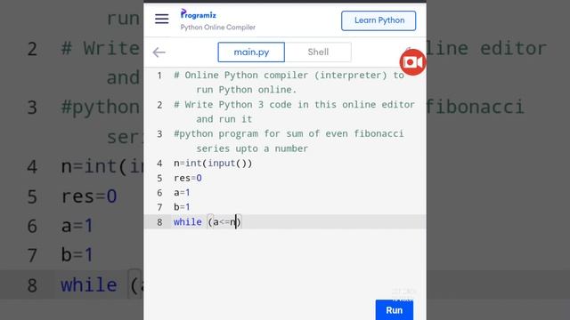 Python coding for sum of even Fibonacci series смотреть онлайн