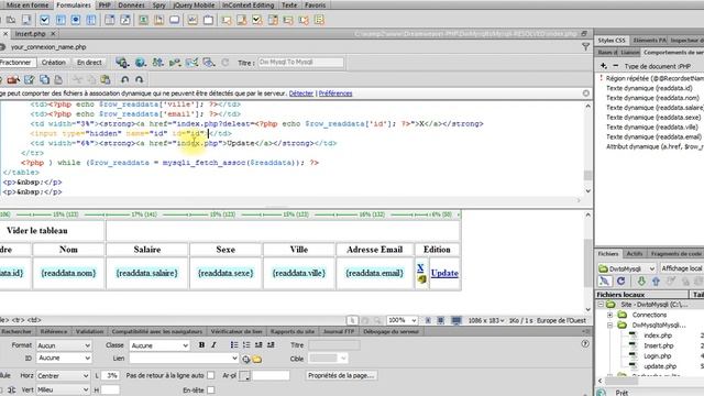 Mise à jour Dreamweaver PHP 5 sur PHP7+ : Créer, lire, supprimer, et modifier avec Mysqli RESOLU смотреть онлайн