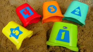 Цвета и счет - Игры для детей с песком. Развивающие видео. Собираем пирамидку