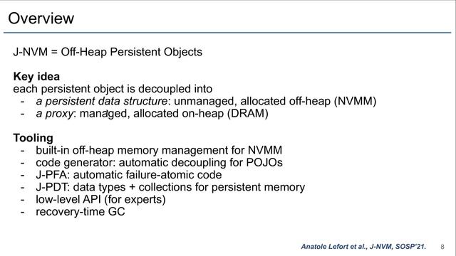SOSP 2021: J-NVM: Off-heap Persistent Objects in Java смотреть онлайн