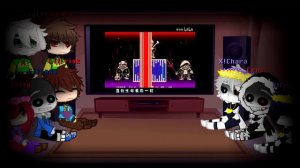 GLITCHTALE and XTALE react to Former Time Trio | [Rus/Eng] | [GC]