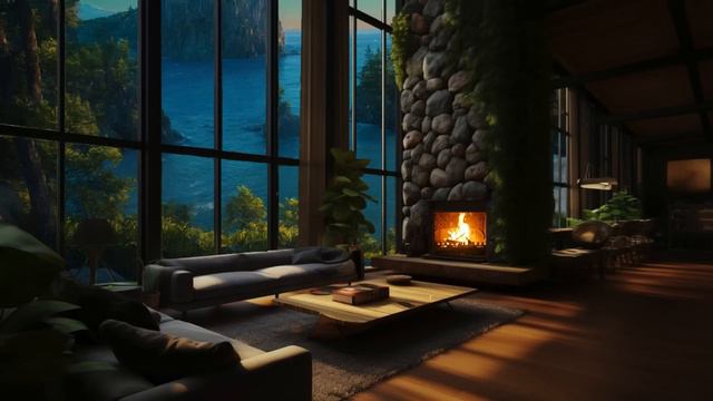 Fireplace With Relaxing Music - Night Jazz Ambience #smoothjazz #relaxingmusic #calm
