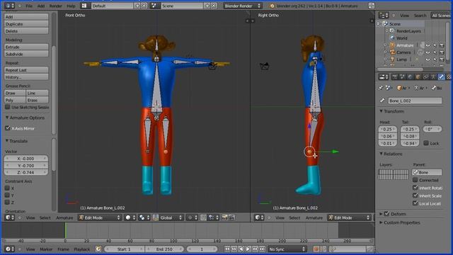 Blender 2.6 Tutorial Making a Low Poly Model of a Character - Rigging/Skinning, Adding an Armature смотреть онлайн