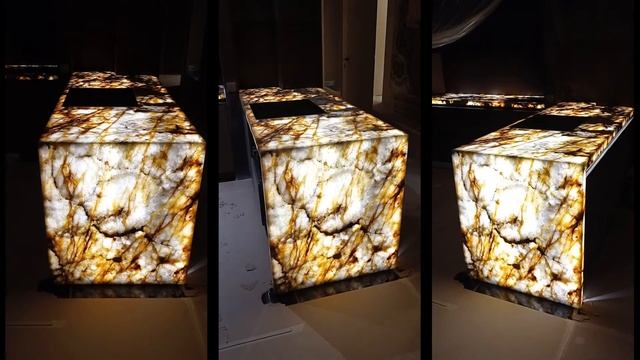 Натуральный кварцит с подсветкой - столешница из камня смотреть онлайн