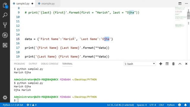 Named Place holder In String Formatting in python смотреть онлайн
