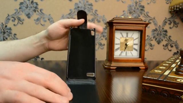 Фирменный оригинальный вертикальный откидной чехол-флип для Huawei Ascend P6 (P6-U06) черный кожаны смотреть онлайн