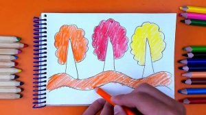 Деревья ОСЕНЬЮ рисуем КАРАНДАШАМИ / Урок рисования для детей от 3 лет