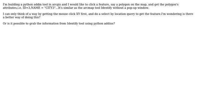 GIS: Selecting feature and getting its fields by mouse click using Python Addin in ArcGIS? смотреть онлайн