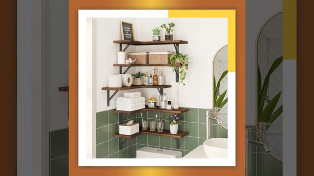 Fixwal Corner Floating Shelves, Rustic Wood Wall Shelves for Bathroom, Kitchen, Bedroom or Living смотреть онлайн