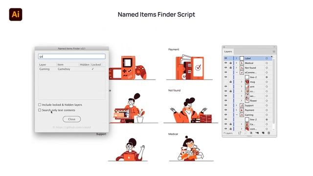 Named Items Finder (Free Illustrator Script) смотреть онлайн
