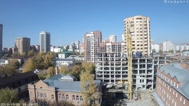 Таймлапс строительства БонАпарт Новосибирск 06/10/2019 смотреть онлайн