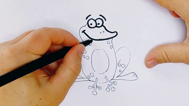 Как нарисовать смешную лягушку.Мультик-раскраска / How to draw a funny frog.Cartoon coloring book смотреть онлайн
