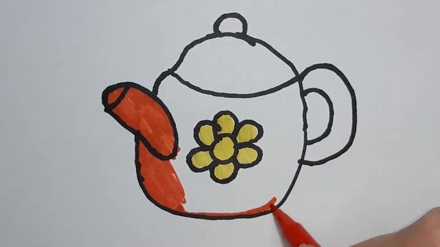 Как нарисовать чайник для детей / How to draw a teapot for children / сурет салып уйрену смотреть онлайн