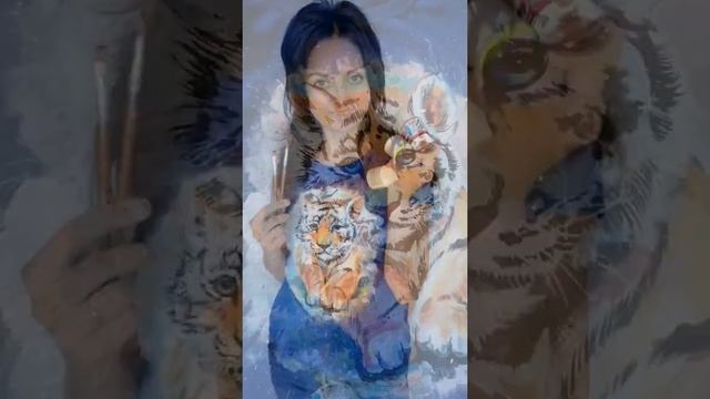 Новогодний подарок своими руками. Роспись одежды. Рисунок на футболке. Рисуем Тигренка. смотреть онлайн