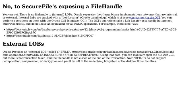 Databases: Can you get a filehandle to an Oracle SecureFile LOB? (2 Solutions!!) смотреть онлайн