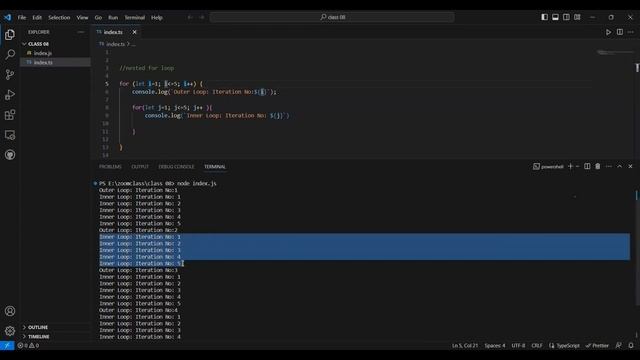 Class 08 Part 1/5 Nested Loops in Typescript - Nested for Loop смотреть онлайн