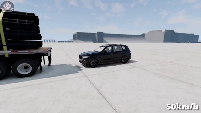 BMW X7 VS Trucks crash test | SLOW MOTION | BeamNG Rides смотреть онлайн