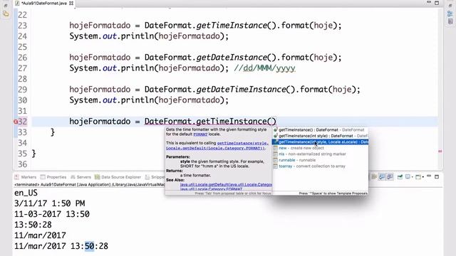 Curso de Java #91: Formatando datas com DateFormat e Locale смотреть онлайн