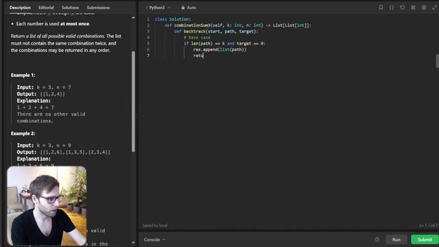 Mastering Backtracking with 'Combination Sum III' | Python LeetCode 216 Tutorial смотреть онлайн