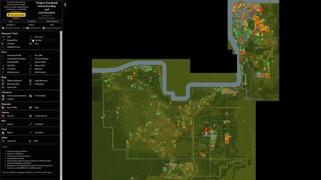 Interactive Project Zomboid Map (Loot Visualizer, Zombie Heat Map And More!)