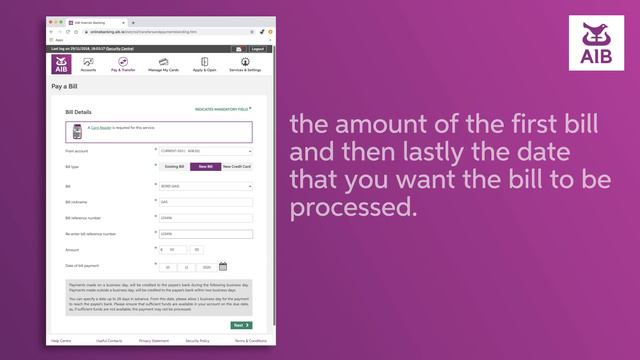 How To Set Up A Bill On AIB Internet Banking
