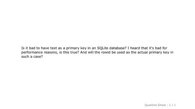 Android : Using text as a primary key in SQLite table bad? смотреть онлайн