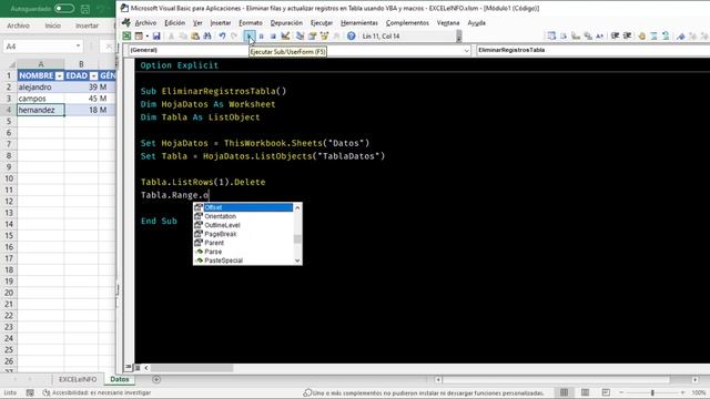 Cómo ELIMINAR filas y ACTUALIZAR registros en Tablas de Excel usando VBA y macros #2 смотреть онлайн
