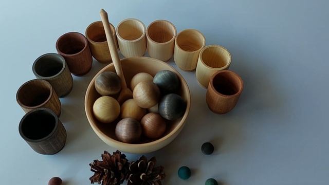 Сортер Шарики в стаканчиках Монтессори. Породы дерева смотреть онлайн
