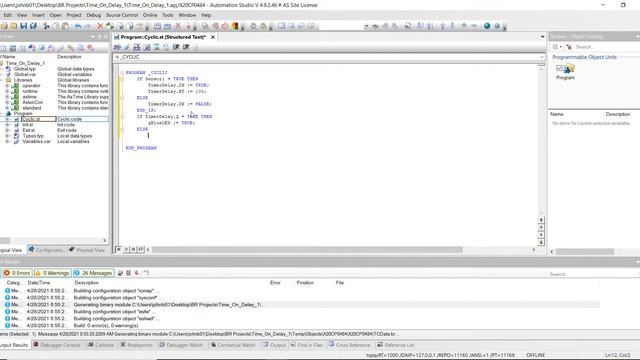 On Delay Timer Example in B&R Automation Studio смотреть онлайн