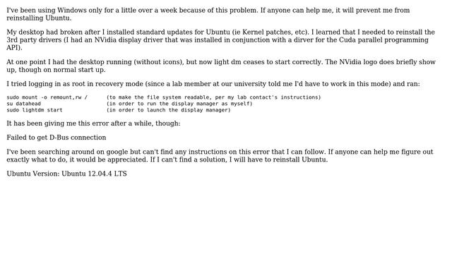 Failed to get D-Bus connection error when trying to start lightdm (desktop) смотреть онлайн