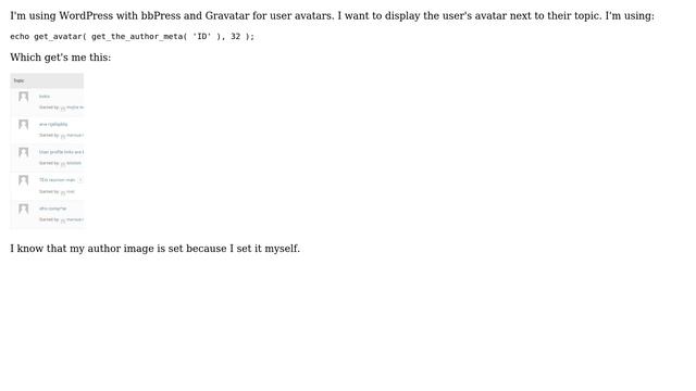 Wordpress: Avatar picture does not display when using get_avatar смотреть онлайн