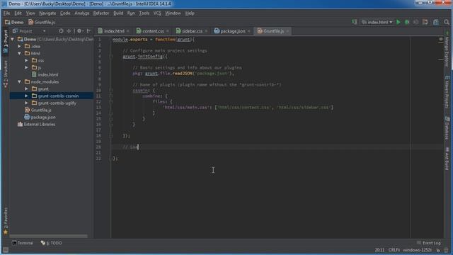 Grunt JS Tutorial for Beginners - 4 - Running Tasks смотреть онлайн
