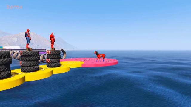 GTA 5 Funny Red Spiderman Horse On Among Us Bridge Parkour (Euphoria Physics/Fails) смотреть онлайн