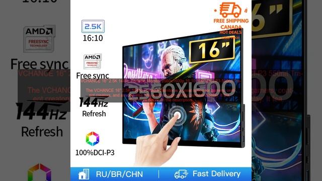 1005005645935843 VCHANCE 16'' 2 5K 144hz Portable Monitor 2560x1600p 16 10 100%DCI P3 5