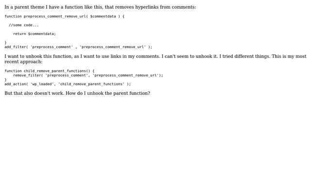 Wordpress: How Do I Unhook This Parent Theme Function? смотреть онлайн