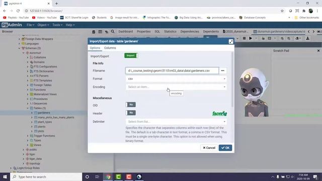 Import CSV files using pgAdmin смотреть онлайн