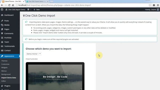 One Click Import Demo Content in WordPress theme смотреть онлайн