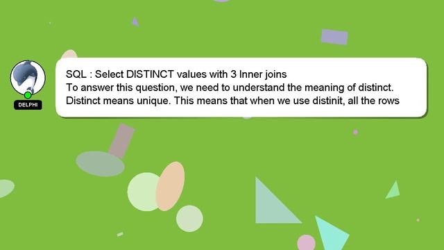 SQL : Select DISTINCT values with 3 Inner joins смотреть онлайн