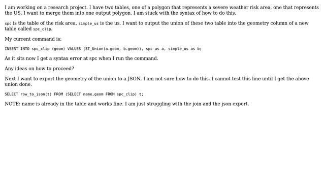 GIS: Inserting union of two tables into another table using PostgreSQL? смотреть онлайн