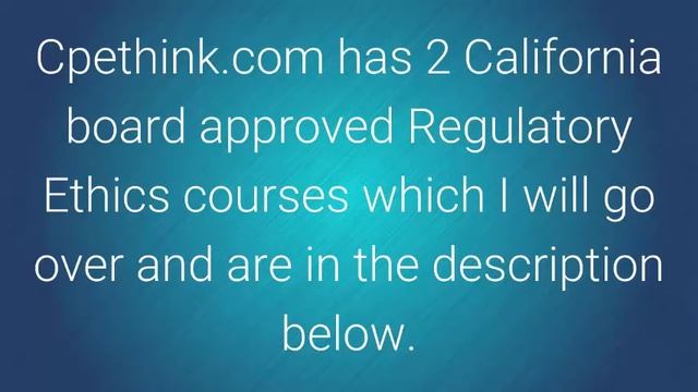 California CPE Ethics Courses For CPAs смотреть онлайн