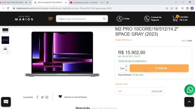 APPLE MACBOOK PRO MPHE3LL A M2 PRO 10CORE 16 512 14 2  SPACE GRAY 2023   Loja Dos Marios