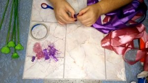 Пышные цветы из распущенной атласной ленты. DIY flowers from  ribbons.