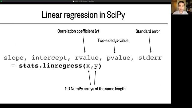 Lesson 14, Part 1: SciPy - linear regression смотреть онлайн