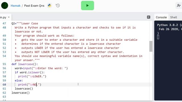Python Tutorial - Lower case checker - GCSE Exam Question смотреть онлайн