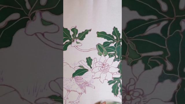 Подготовка эскиза и роспись по шёлку: Кусочек японского мотива