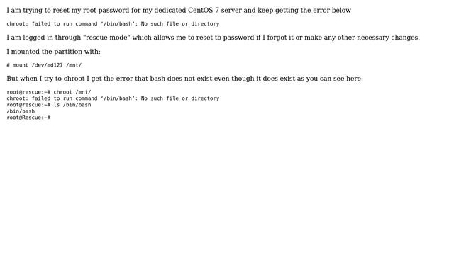 Chroot: Failed To Run Command /bin/bash : No Such File Or Directory (Directory Does Exist)