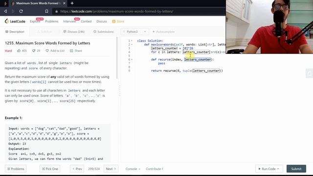 Maximum Score Words Formed by Letters | Detailed Explanation of Approach смотреть онлайн
