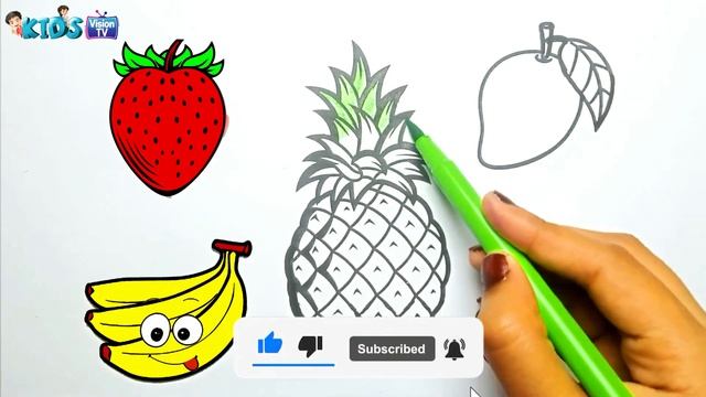 Learn FRUITS , Painting and Coloring for Kids & Toddlers #strawberry #mango #banana #pineapple #abc смотреть онлайн