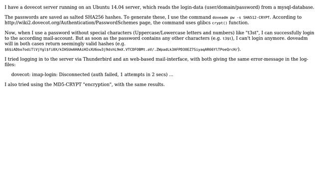 DevOps & SysAdmins: doveadm pw may generate invalid password if a special charactare is used смотреть онлайн